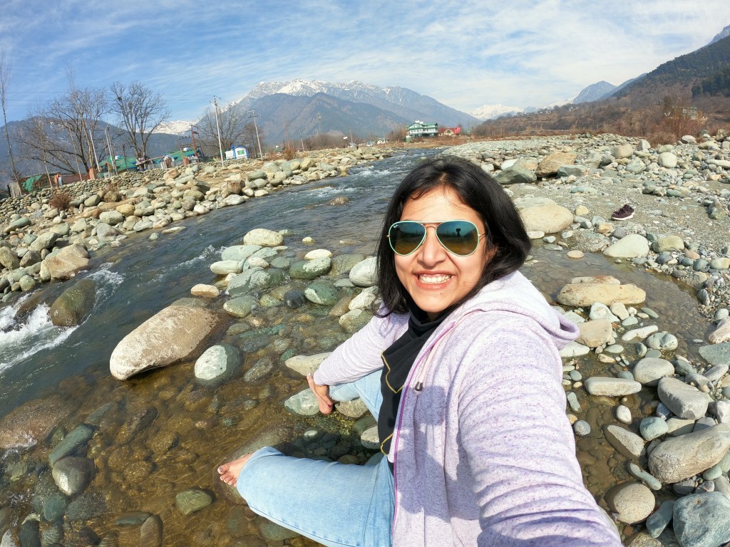 Basking the sun by side of Lidder River